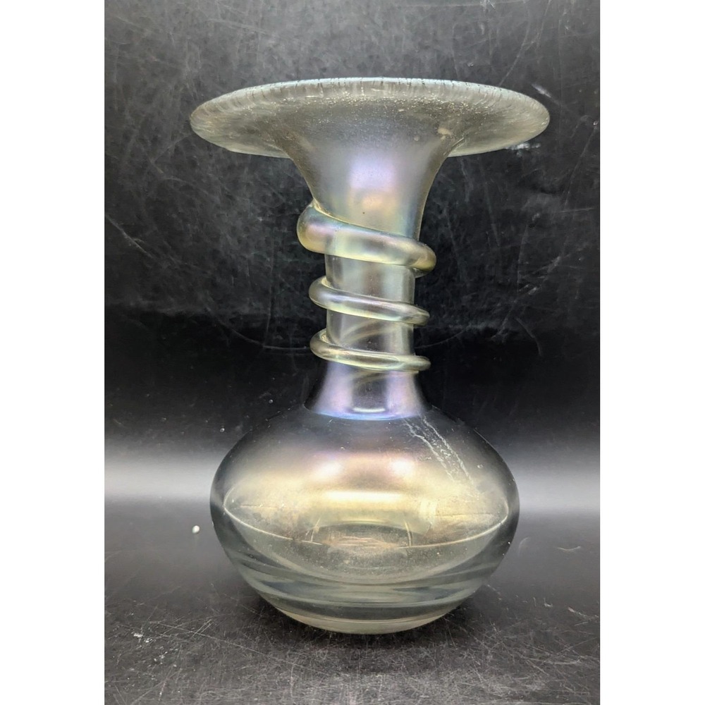 Vintage German Gral Glas Verra De Soi Iridescent Vase 8.5" Read Art Glass